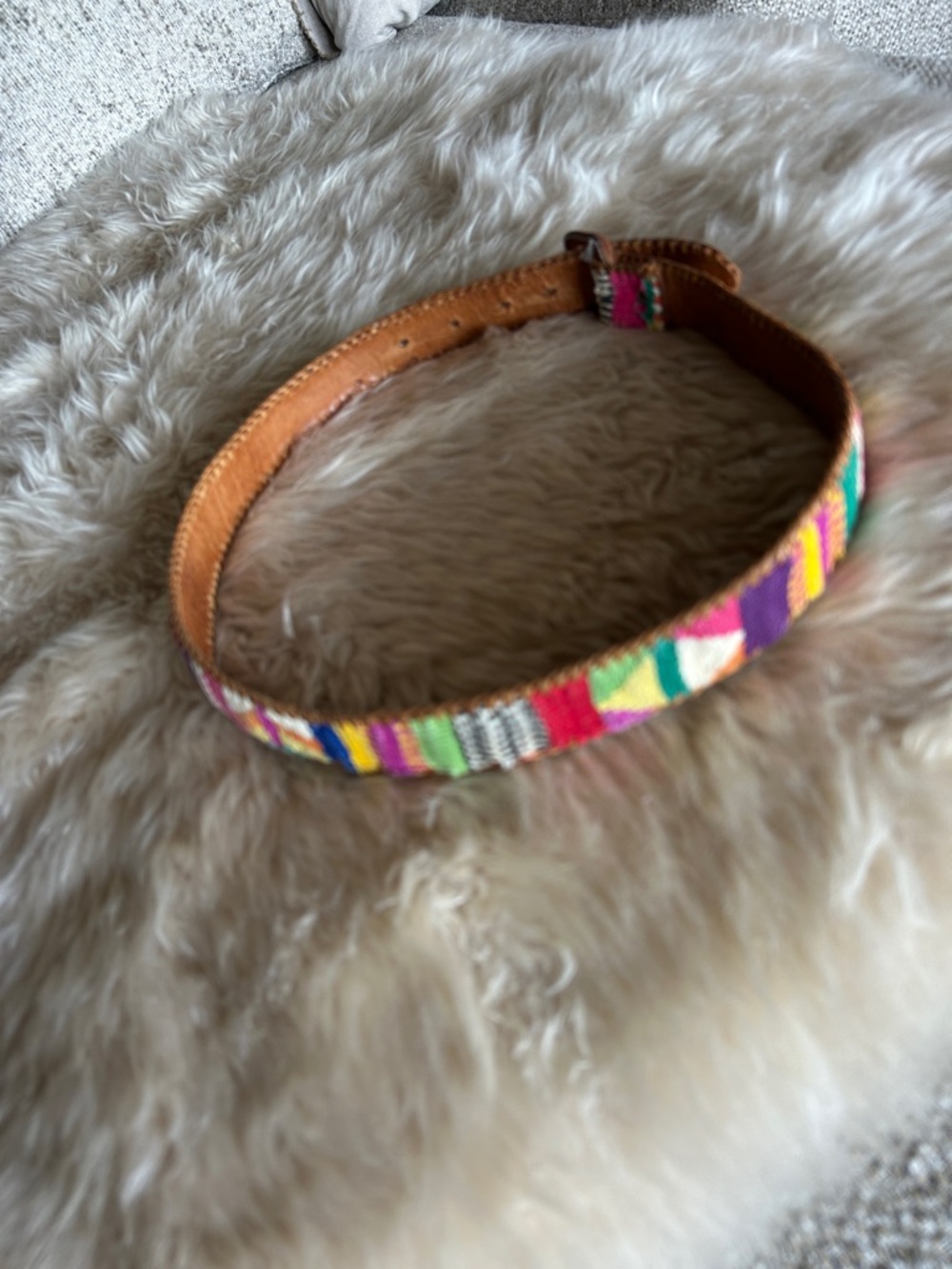 Handcrafted Multicolor Leather-Trim Belt